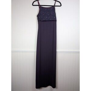 Vintage Dress Womens Small 90s Y2K Prom Maxi Witchy Square Neck Bling Regency